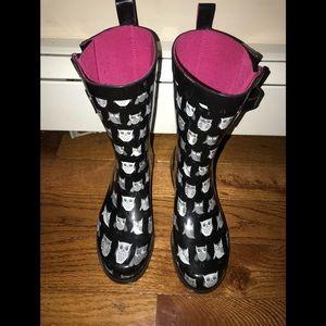 owl rain boots womens